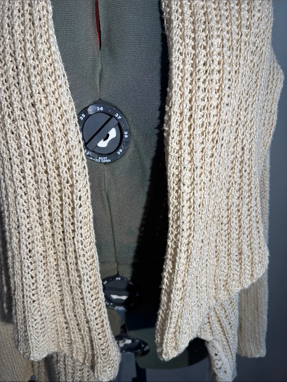 Open-Front Cream Knit Drape Cardigan